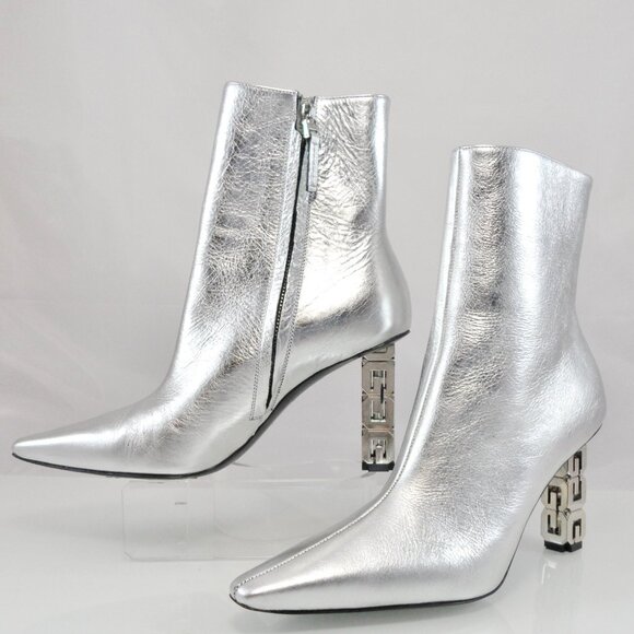 NIB$1375 Givenchy G Cube Metallic High Heels Point Toe Ankle Booties 37.5 7.5 - Picture 10 of 16